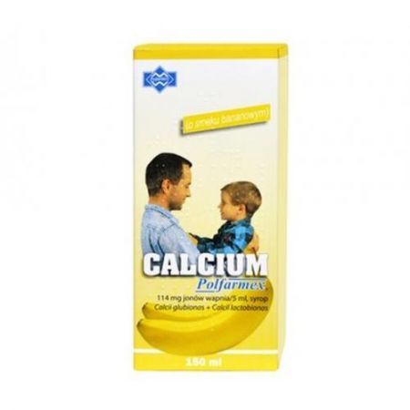 Calcium, syrop o smaku bananowym, 150 ml Polfarmex + Bez recepty | Alergia | Wapno na alergię ++ Polfarmex