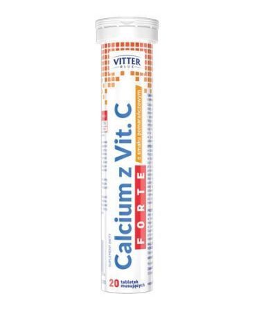 Calcium z Vit. C Forte, tabletki musujące o smaku pomarańczowym, 20 szt. VITTER BLUE + Bez recepty | Alergia | Wapno na alergię ++ Diagnosis