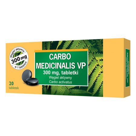 Carbo Medicinalis VP, 300 mg tabletki, 20 szt. + Bez recepty | Przewód pokarmowy i trawienie | Biegunka ++ Bausch Health