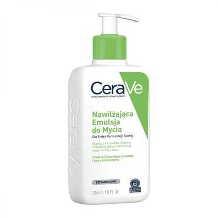 CeraVe, nawilżająca emulsja do mycia z ceramidami dla skóry normalnej i suchej, 236 ml + Kosmetyki i dermokosmetyki | Pielęgnacja | Ciało | Preparaty do kąpieli ++ L'oreal