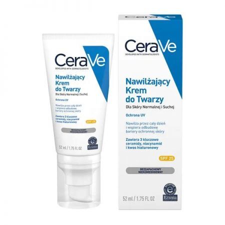 CeraVe, nawilżający krem do twarzy z ceramidami SPF 25, 52 ml + Kosmetyki i dermokosmetyki | Pielęgnacja | Ciało | Opalanie i po opalaniu ++ L'Oreal