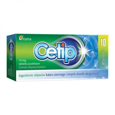 Cetip, 10 mg tabletki powlekane, 10 szt. + Bez recepty | Alergia | Leki na alergię ++ Vitama