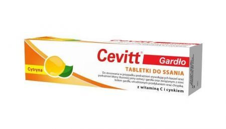Cevitt Gardło, tabletki do ssania o smaku cytrynowym, 20 szt. + Bez recepty | Przeziębienie i grypa | Ból gardła i chrypka ++ Alpen Pharma