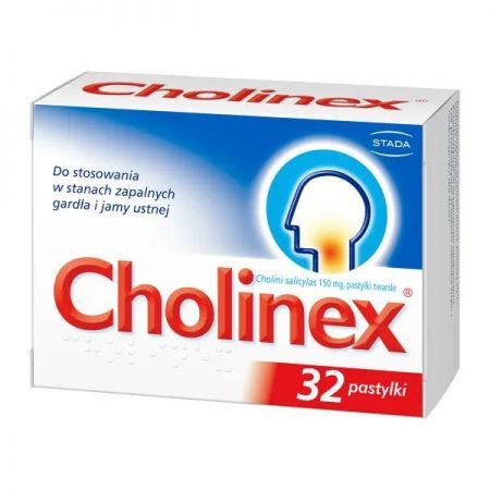 Cholinex, 150 mg pastylki do ssania, 32 szt + Bez recepty | Przeziębienie i grypa | Ból gardła i chrypka ++ Glaxosmithkline