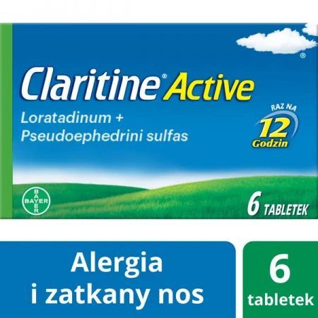 Claritine Active, 5 mg + 120 mg tabletki o przedłużonym uwalnianiu, 6 szt. + Bez recepty | Alergia | Leki na alergię ++ Bayer