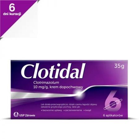 Clotidal, 10 mg/g krem dopochwowy, 35 g + 6 aplikatorów + Bez recepty | Zdrowie intymne | Infekcje i podrażnienia ++ Us Pharmacia