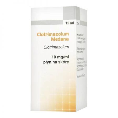Clotrimazolum Medana, 10 mg/ml płyn na skórę, 15 ml + Kosmetyki i dermokosmetyki | Problemy skórne | Grzybica ++ Medana