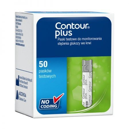 Contour Plus, paski testowe do monitorowania stężenia glukozy we krwi, 50 sztuk + Bez recepty | Cukrzyca | Glukometry i paski testowe ++ Bayer