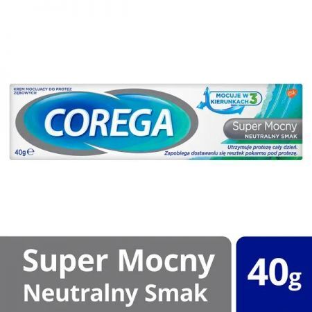 Corega Super Mocny, krem do protez smak neutralny, 40 g + Bez recepty | Jama ustna i zęby | Preparaty do protez ++ Glaxosmithkline