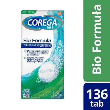 Corega Tabs Bio Formula, tabletki do czyszczenia protez 8 szt. + Bez recepty | Jama ustna i zęby | Preparaty do protez ++ Stafford-Miller
