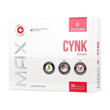 Cynk Max, 10 mg tabletki, 30 szt. Colfarm + Bez recepty | Odporność | Pozostałe preparaty wzmacniające ++ Zakłady Farm. Colfarm