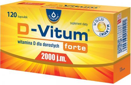 D-Vitum Forte 2000 j.m., kapsułki, 120 szt. + Bez recepty | Witaminy i minerały | Witamina D ++ Oleofarm