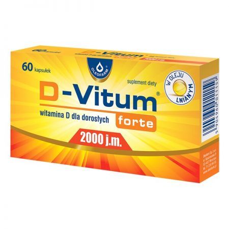 D-Vitum Forte 2000 j.m., kapsułki, 60 szt. + Bez recepty | Witaminy i minerały | Witamina D ++ Oleofarm