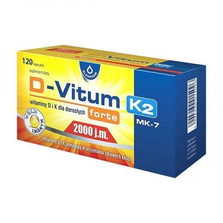 D-Vitum Forte K2 2000 j.m., kapsułki, 120 szt. + Bez recepty | Odporność | Witaminy na odporność ++ Oleofarm