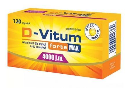 D-Vitum Forte Max 4000 j.m. kapsułki 120 szt. + Bez recepty | Witaminy i minerały | Witamina D ++ Oleofarm
