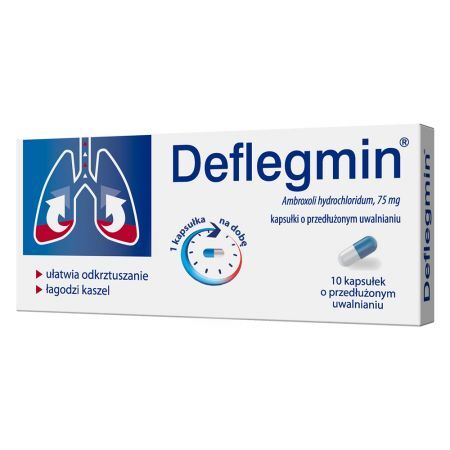 Deflegmin, 75 mg kapsułki o przedłużonym uwalnianiu, 10 szt. + Bez recepty | Przeziębienie i grypa | Kaszel ++ Bausch Health