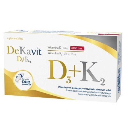 DeKavit D3+K2, kapsułki, 30 szt + Bez recepty | Kości, stawy, mięśnie | Na mocne kości ++ Diagnosis