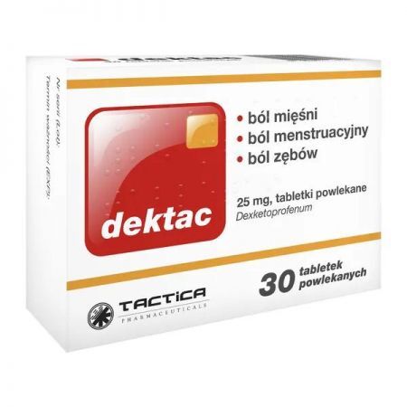Dektac, 25 mg tabletki powlekane, 30 szt. + Bez recepty | Przeciwbólowe | Ból zęba ++ Tactica Pharmaceuticals