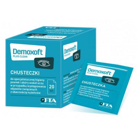 Demoxoft Plus Clean, chusteczki do specjalistycznej higieny powiek i skóry wokół oczu, 20 szt + Kosmetyki i dermokosmetyki | Pielęgnacja | Usta i oczy ++ Verco