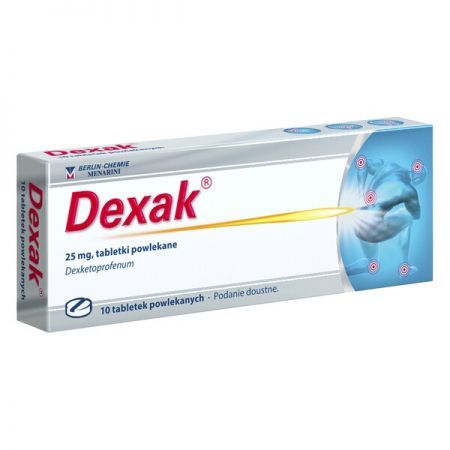 Dexak, 25 mg tabletki powlekane, 10 szt. + Bez recepty | Przeciwbólowe | Ból głowy i migrena ++ Berlin Chemie