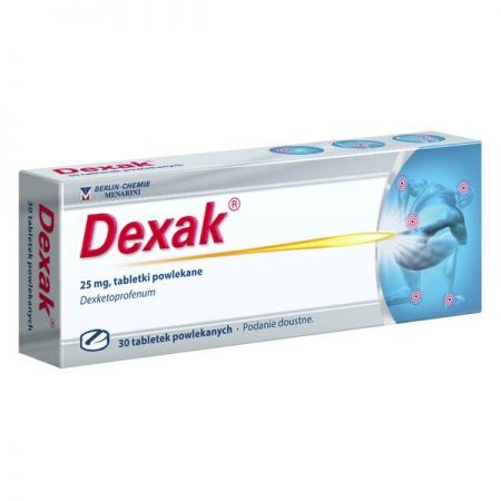 Dexak, 25 mg tabletki powlekane, 30 szt + Bez recepty | Przeciwbólowe | Ból głowy i migrena ++ Berlin Chemie
