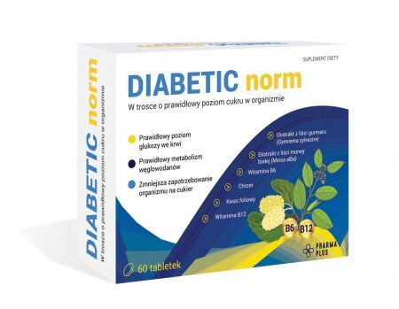 Diabetic Norm, tabletki, 60 szt. + Bez recepty | Cukrzyca | Preparaty wspomagające leczenie cukrzycy ++ Pharma-Plus
