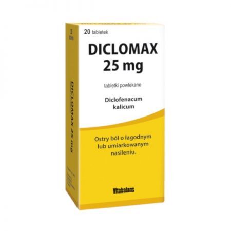 Diclomax, 25 mg tabletki powlekane, 20 szt. + Bez recepty | Przeziębienie i grypa | Gorączka ++ Vitabalans