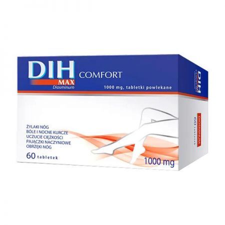 DIH Max Comfort, 1000 mg tabletki powlekane, 60 szt. + Bez recepty | Serce i krążenie | Żylaki i obrzęki ++ Hasco