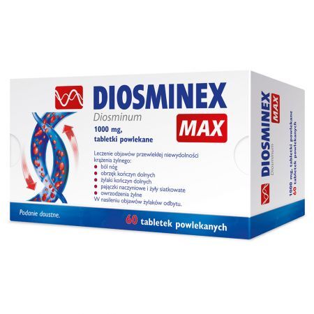 Diosminex Max, 1000 mg tabletki powlekane, 60 szt + Bez recepty | Serce i krążenie | Żylaki i obrzęki ++ Valeant