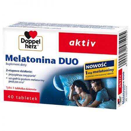 Doppelherz aktiv Melatonina Duo, tabletki, 40 szt. + Bez recepty | Uspokajające i nasenne | Spokojny sen ++ Queisser