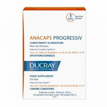 Ducray Anacaps Progressiv, kapsułki, 30 szt + Bez recepty | Skóra, włosy i paznokcie ++ Pierre Fabre