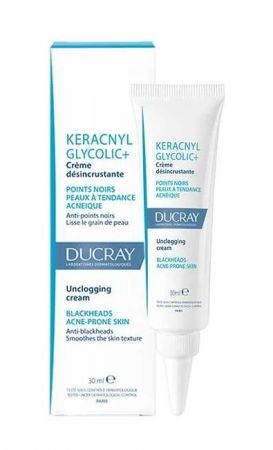 Ducray Keracnyl Glycolic+, krem odblokowujący redukujący zaskórniki, 30 ml + Kosmetyki i dermokosmetyki | Problemy skórne | Trądzik ++ Pierre Fabre