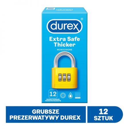 Durex Extra Safe, prezerwatywy powlekane środkiem nawilżającym, 12 szt + Bez recepty | Seks i potencja | Antykoncepcja ++ Reckitt Benckiser