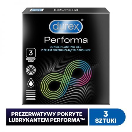 Durex Performa, prezerwatywy ze środkiem nawilżającym, 3 szt + Bez recepty | Seks i potencja | Antykoncepcja ++ Reckitt Benckiser