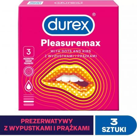 Durex Pleasuremax, prezerwatywy ze środkiem nawilżającym, 3 szt + Bez recepty | Seks i potencja | Antykoncepcja ++ Reckitt Benckiser