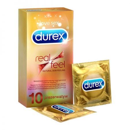 Durex Real Feel, nielateksowe prezerwatywy naturalne doznania, 10 szt + Bez recepty | Seks i potencja | Antykoncepcja ++ Reckitt Benckiser