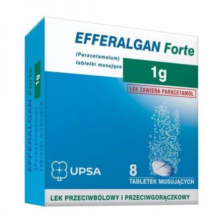 Efferalgan Forte, 1 g tabletki musujące, 8 szt + Bez recepty | Przeziębienie i grypa | Gorączka ++ Bristol-Meyers Squibb