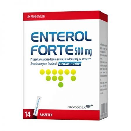 Enterol Forte, 500 mg proszek do sporządzania zawiesiny doustnej, 14 sasz. + Bez recepty | Przewód pokarmowy i trawienie | Biegunka ++ Biocodex