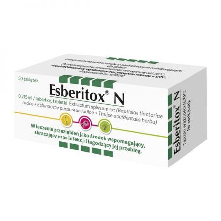 Esberitox N, 0,215 ml tabletki, 50 szt. + Bez recepty | Przeziębienie i grypa | Preparaty wspomagające ++ Orkla