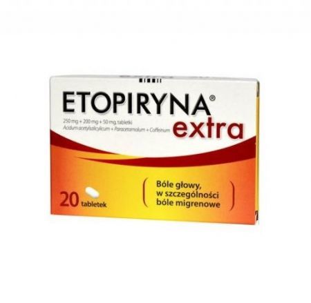 Etopiryna Extra, tabletki, 20 szt. + Bez recepty | Przeciwbólowe | Ból głowy i migrena ++ Polpharma
