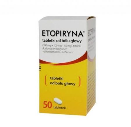 Etopiryna, tabletki od bólu głowy, 50 szt. + Bez recepty | Przeciwbólowe | Ból głowy i migrena ++ Polpharma