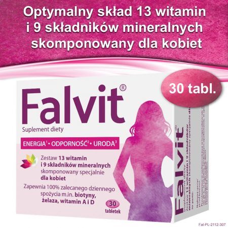 Falvit, tabletki drażowane, 30 szt. + Bez recepty | Witaminy i minerały | Dla kobiet ++ Jelfa