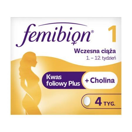 Femibion 1 Wczesna ciąża, tabletki powlekane, 28 szt. + Bez recepty | Witaminy i minerały | W ciąży i podczas karmienia ++ Merck