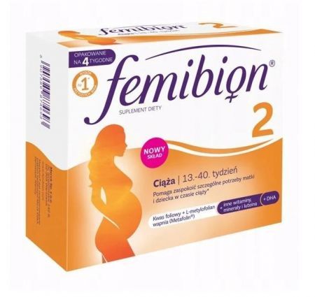 Femibion 2 Ciąża, tabletki powlekane + kapsułki miękkie, 28 szt. + 28 szt. + Bez recepty | Witaminy i minerały | W ciąży i podczas karmienia ++ Merck