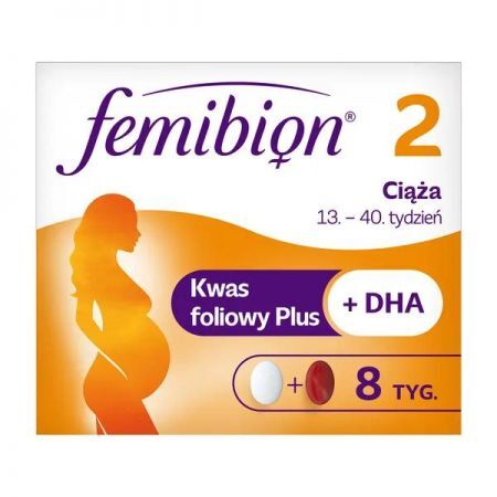 Femibion 2 Ciąża, tabletki powlekane + kapsułki miękkie, 56 szt. + 56 szt. + Bez recepty | Witaminy i minerały | W ciąży i podczas karmienia ++ Merck