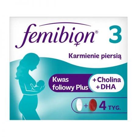 Femibion 3 Karmienie piersią, tabletki powlekane + kapsułki miękkie, 28 szt. + 28 szt. + Mama i dziecko | Laktacja | Witaminy dla matek karmiących ++ Merck