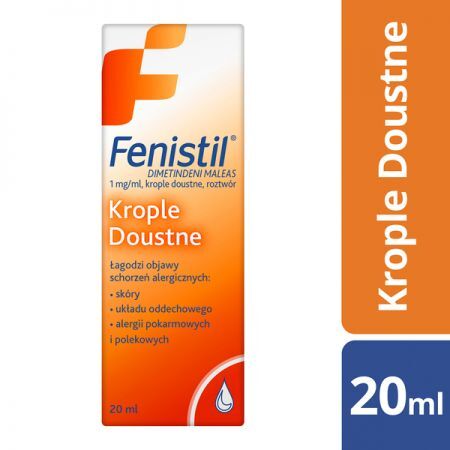 Fenistil, 1 mg/ml krople doustne, 20 ml + Bez recepty | Alergia | Leki na alergię ++ Novartis