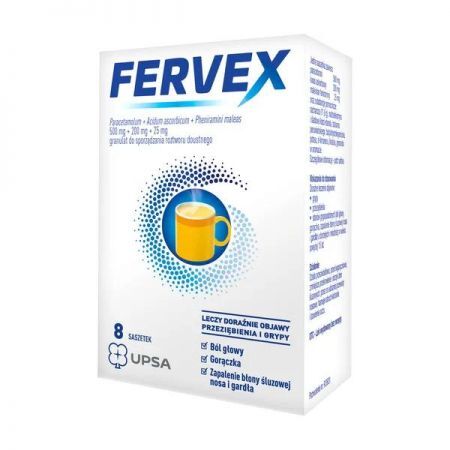 Fervex, granulat w saszetkach do sporządzania roztworu, 8 szt. + Bez recepty | Przeziębienie i grypa | Preparaty wieloskładnikowe ++ Upsa Sas
