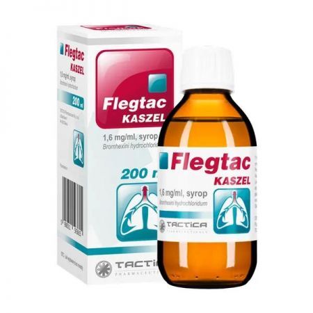 Flegtac Kaszel, 1,6 mg/ ml, syrop, 200 ml + Bez recepty | Przeziębienie i grypa | Kaszel ++ Tactica Pharmaceuticals