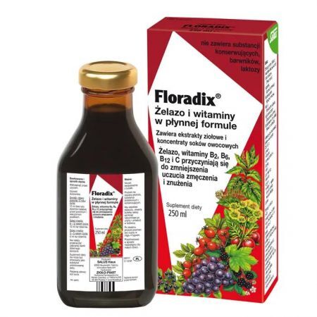 Floradix żelazo i witaminy, płyn, 250 ml + Bez recepty | Witaminy i minerały | Multiwitaminy ++ Salus International